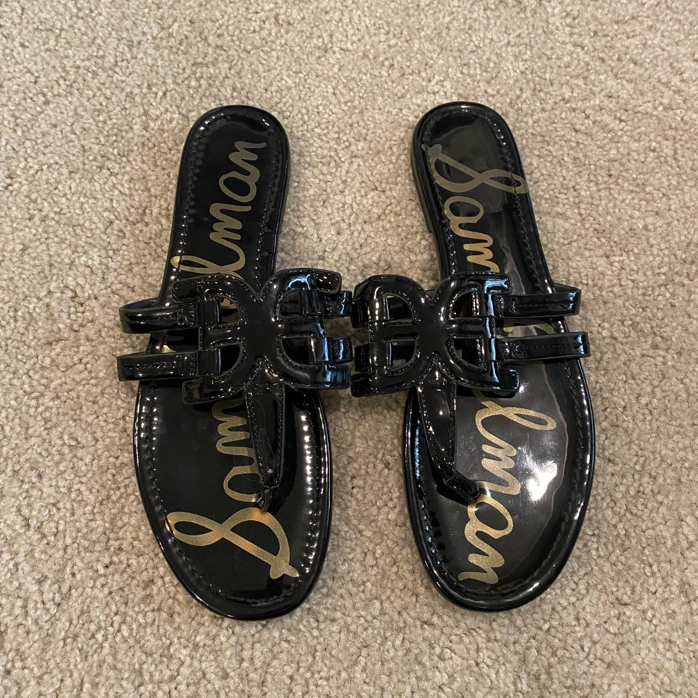 Sam Edelman Black Patent Leather Sandals - size 10